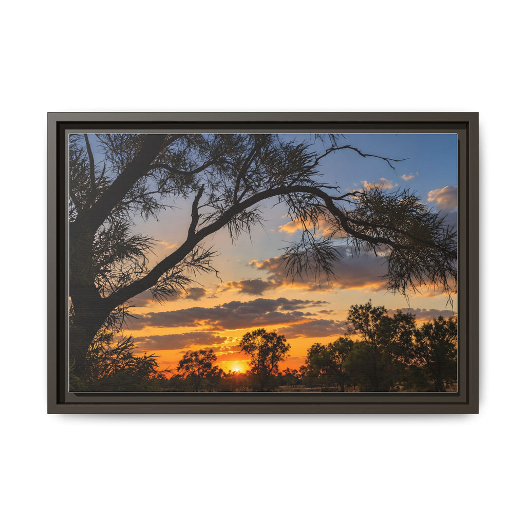Sunset Silhouette Matte Canvas Print — Framed Landscape Wall Art
