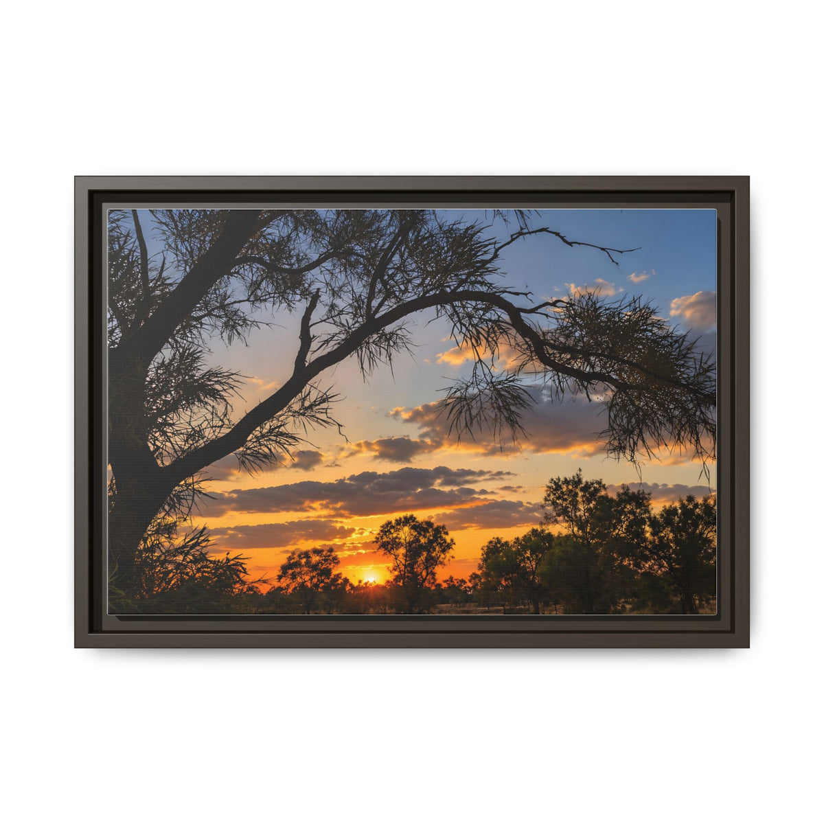 Sunset Silhouette Matte Canvas Print — Framed Landscape Wall Art