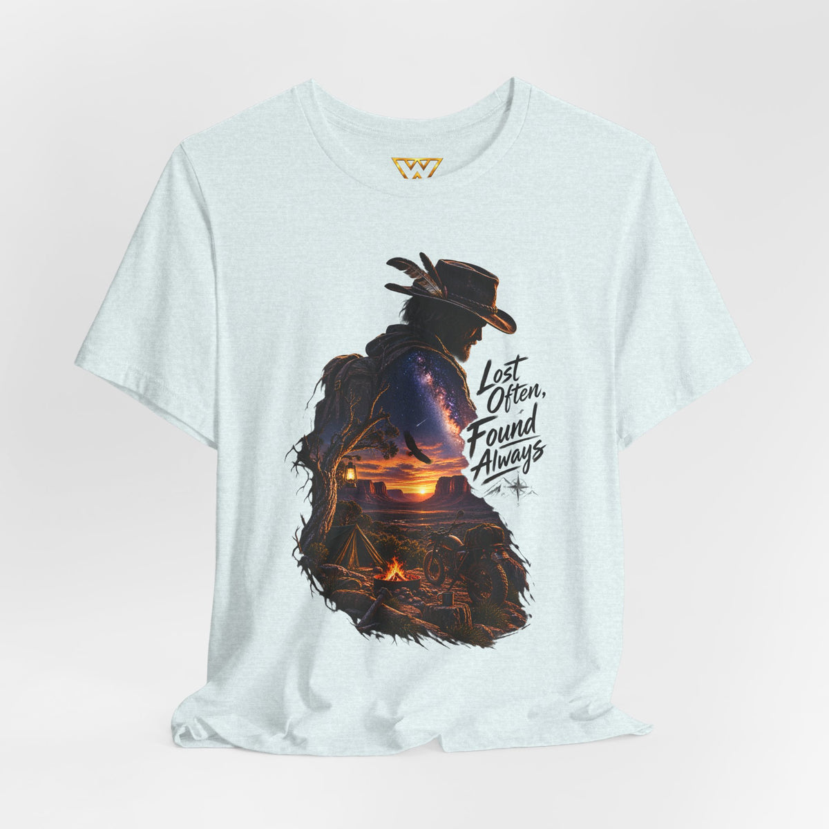 T‑Shirt — Western Sunset Cowboy 'Lost Often, Found Always' Graphic Tee