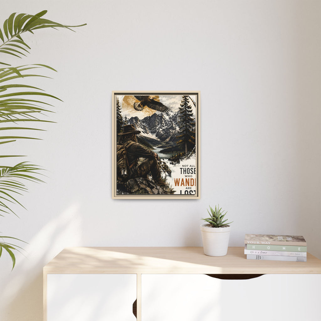 Wander Not Lost Eagle Mountain Canvas Print — Framed Matte Wall Art