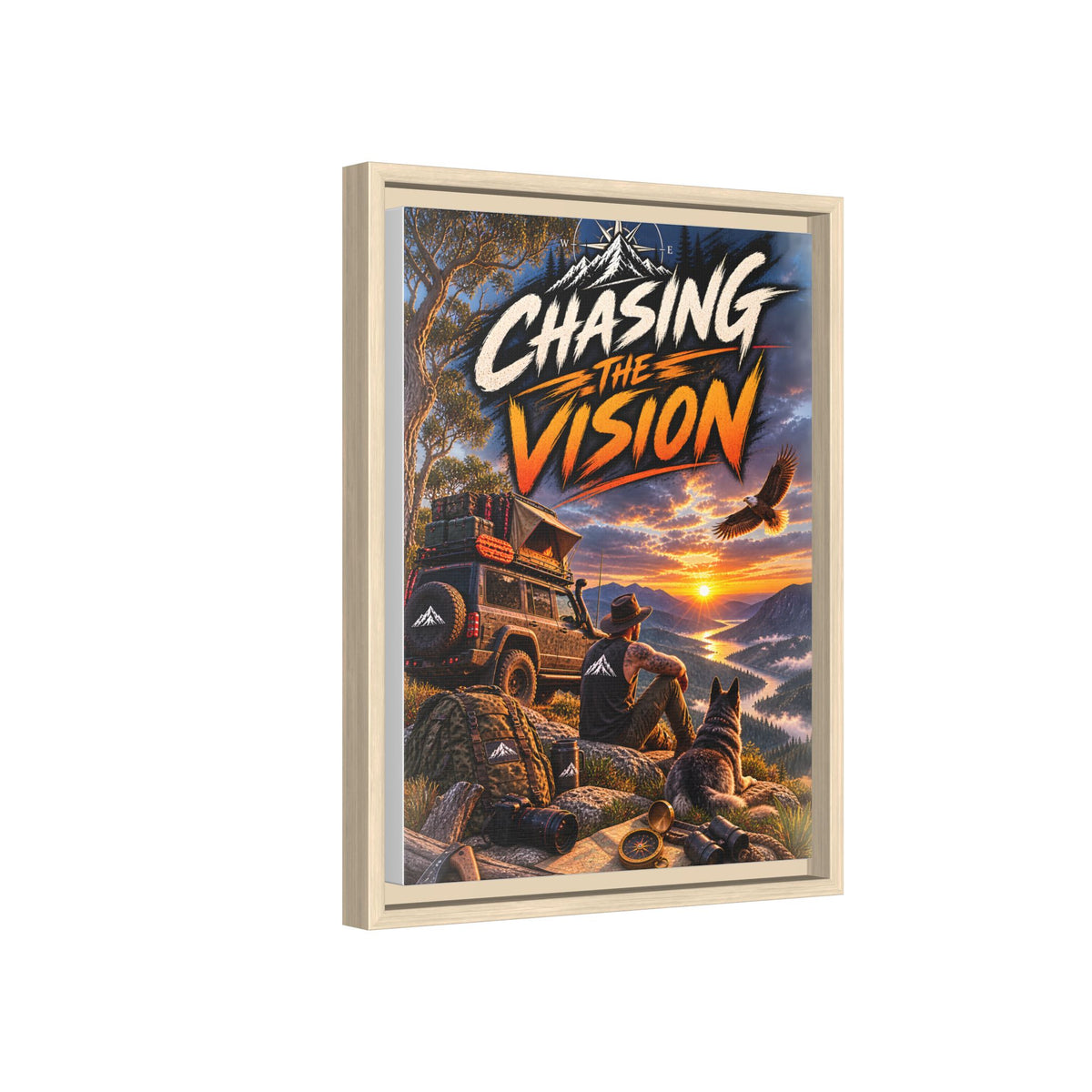Chasing the Vision Matte Canvas Print (Framed) — Adventure Landscape Wall Art