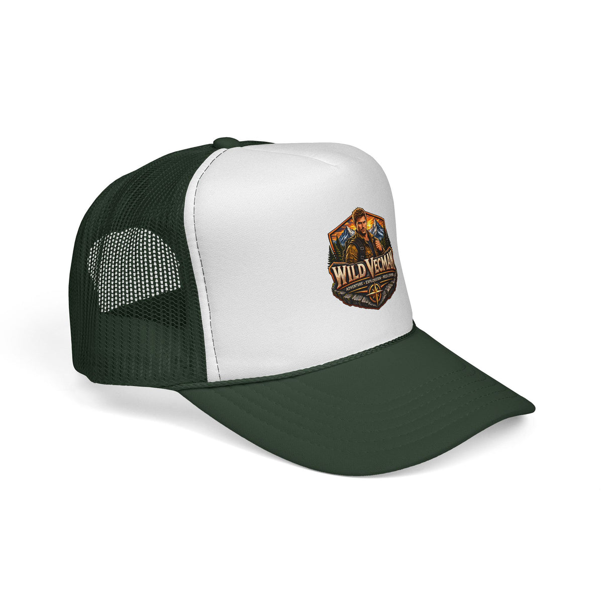 Wild Vecman Trucker Cap — Retro Outdoor Adventure Mesh Hat
