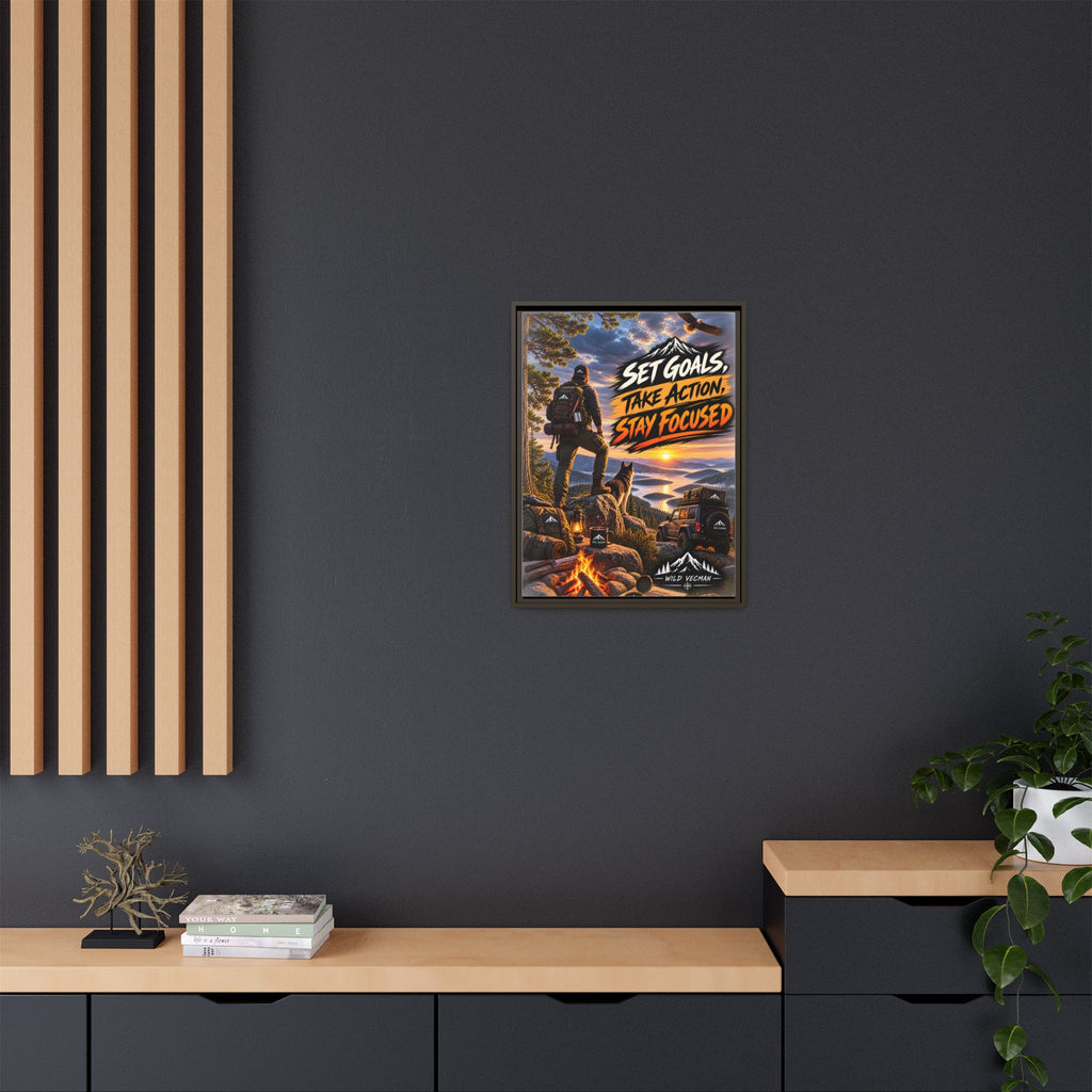 Motivational Adventure Canvas — “Set Goals, Take Action, Stay Focused”