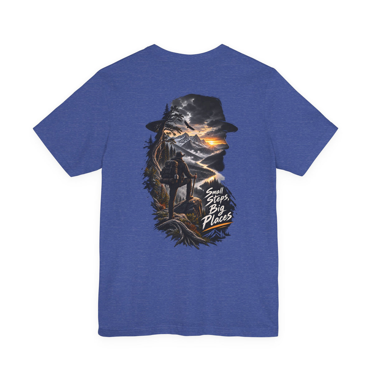 Adventure Hiker Tee — 'Small Steps, Big Places' Mountain Silhouette
