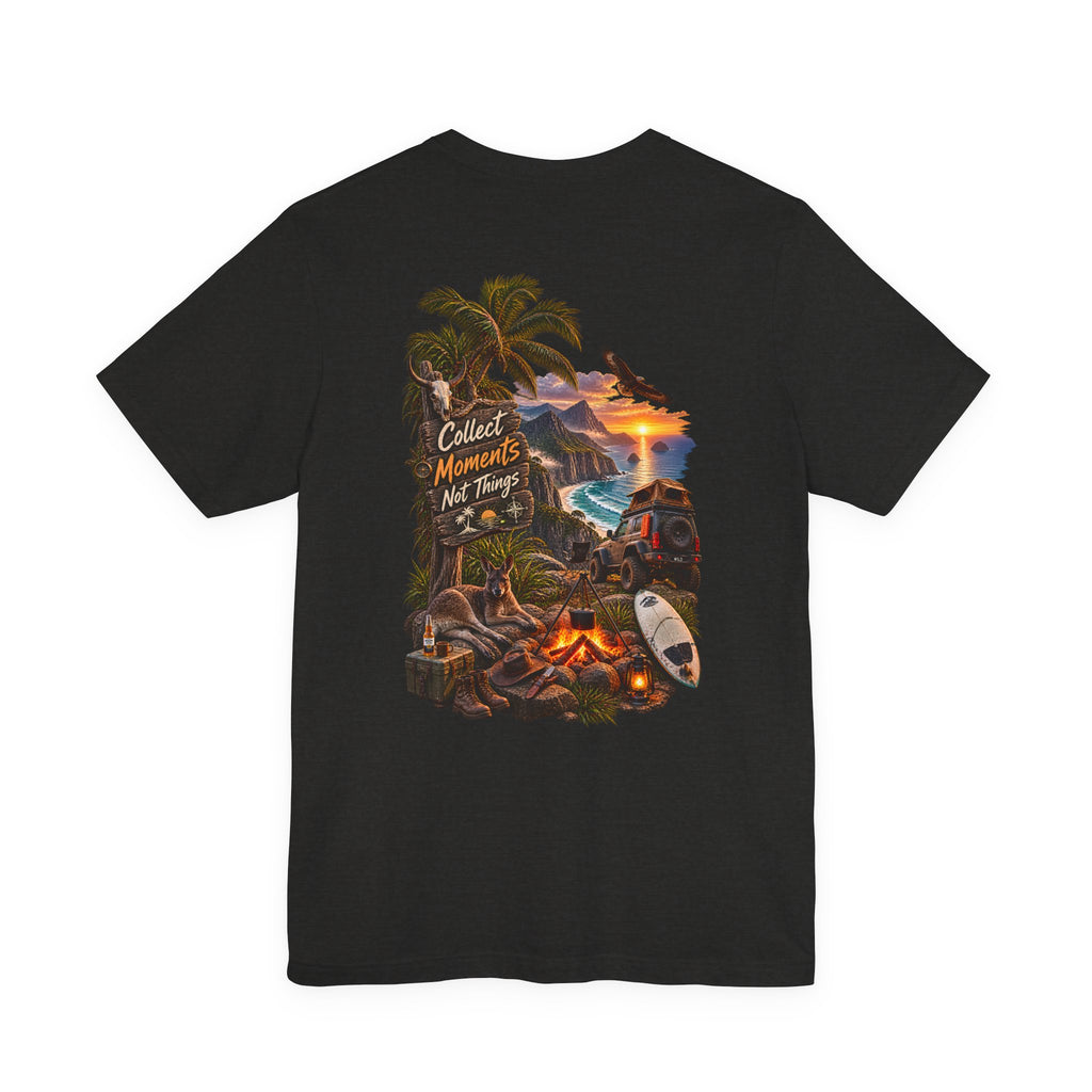 T-shirt de camping tropical « Collectez des moments, pas des objets »