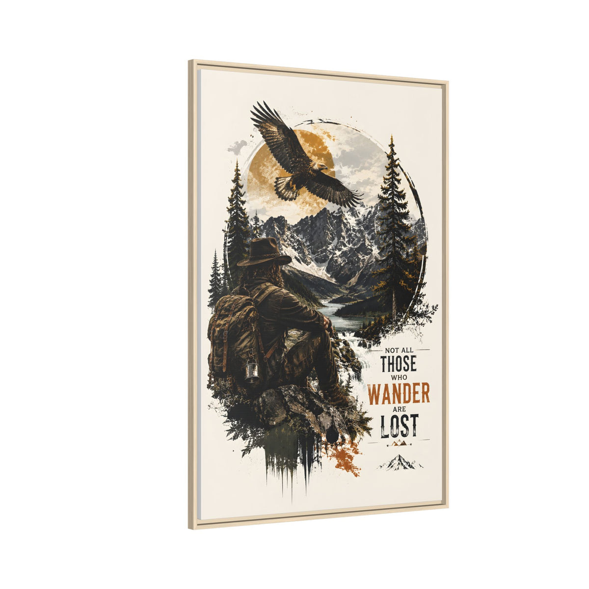 Wanderer Hiking Framed Canvas — "Not All Those Who Wander Are Lost" Wall Art