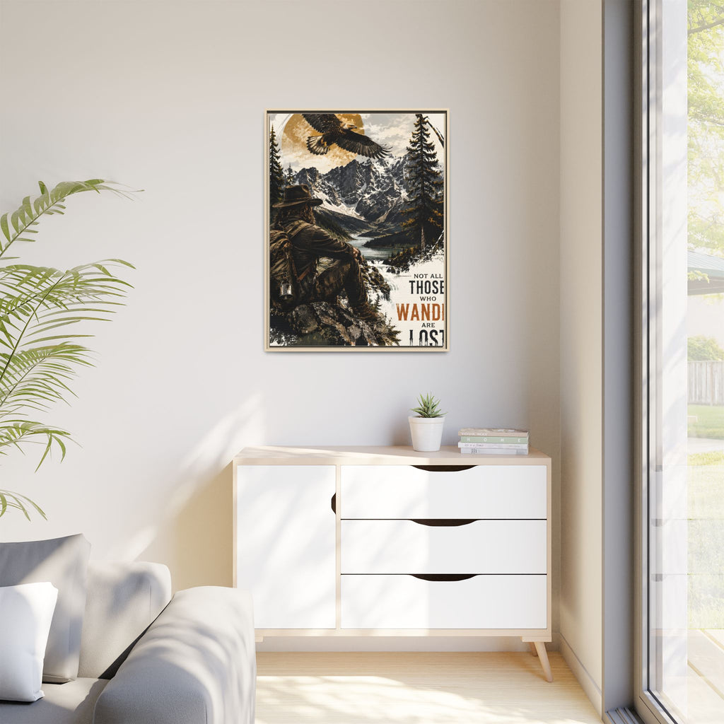 Wander Not Lost Eagle Mountain Canvas Print — Framed Matte Wall Art