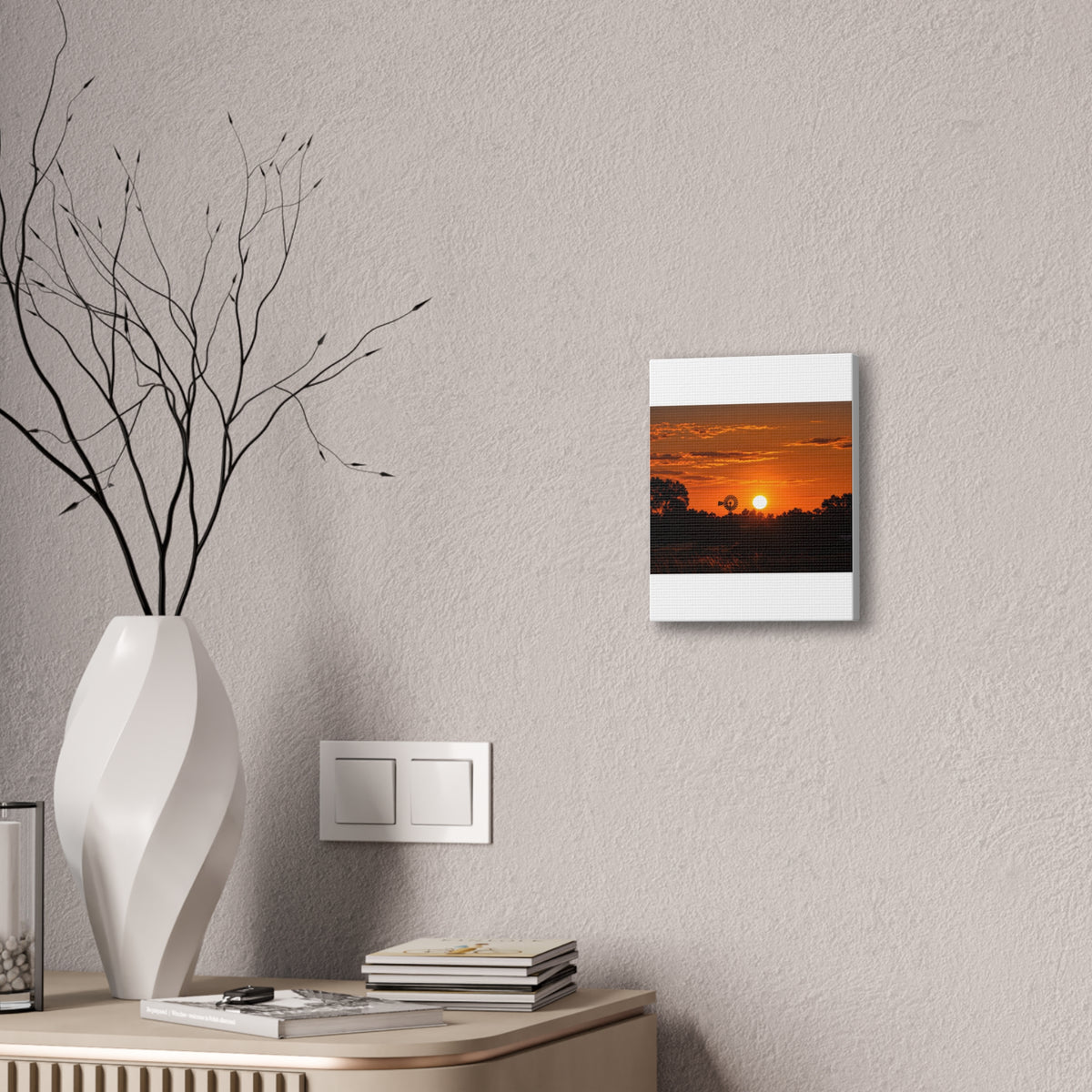 Sunset Windmill Canvas Print — Rural Farmhouse Wall Art