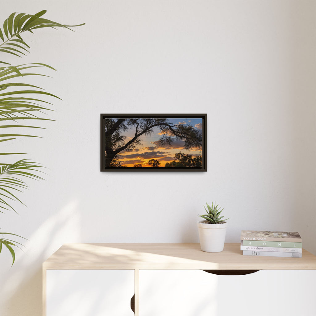 Sunset Silhouette Matte Canvas Print — Framed Landscape Wall Art