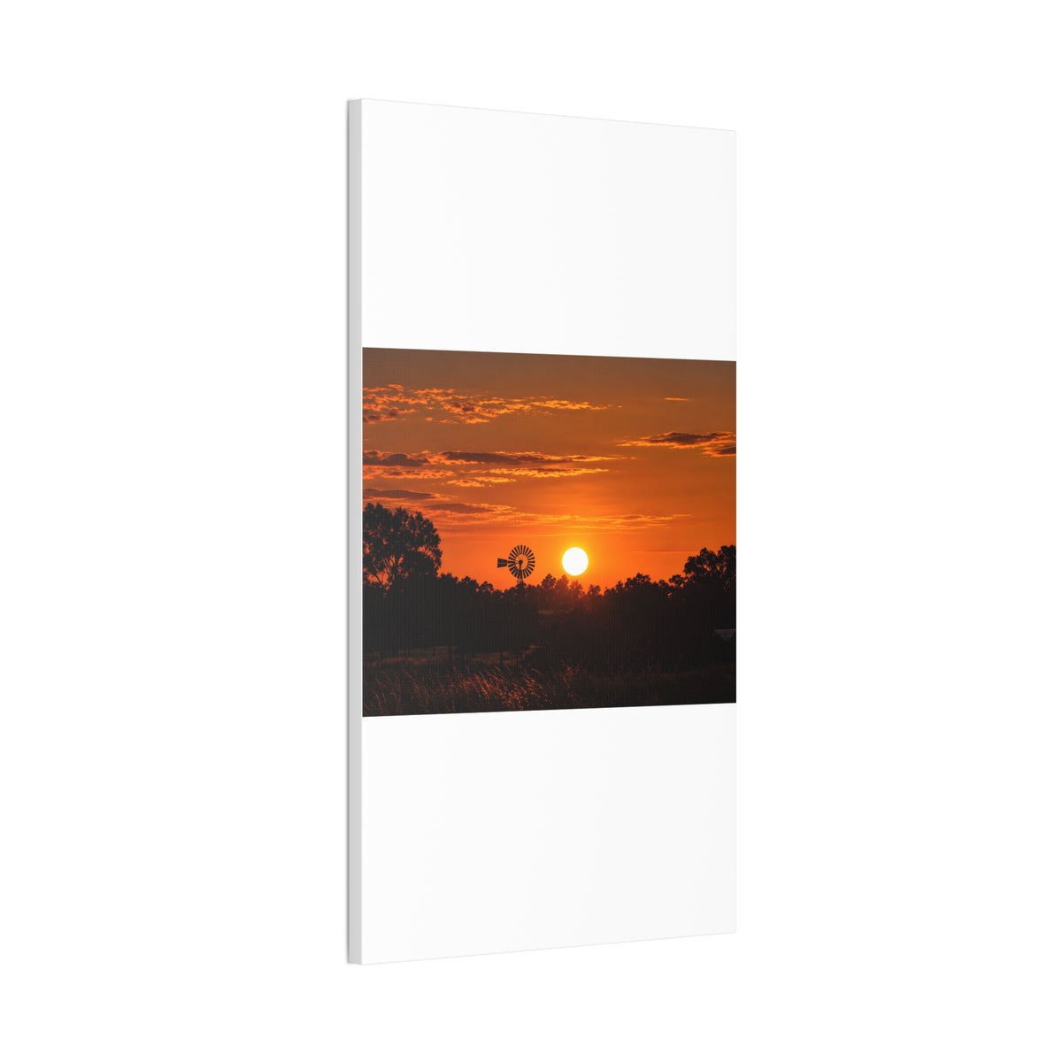 Sunset Windmill Canvas Print — Rural Farmhouse Wall Art