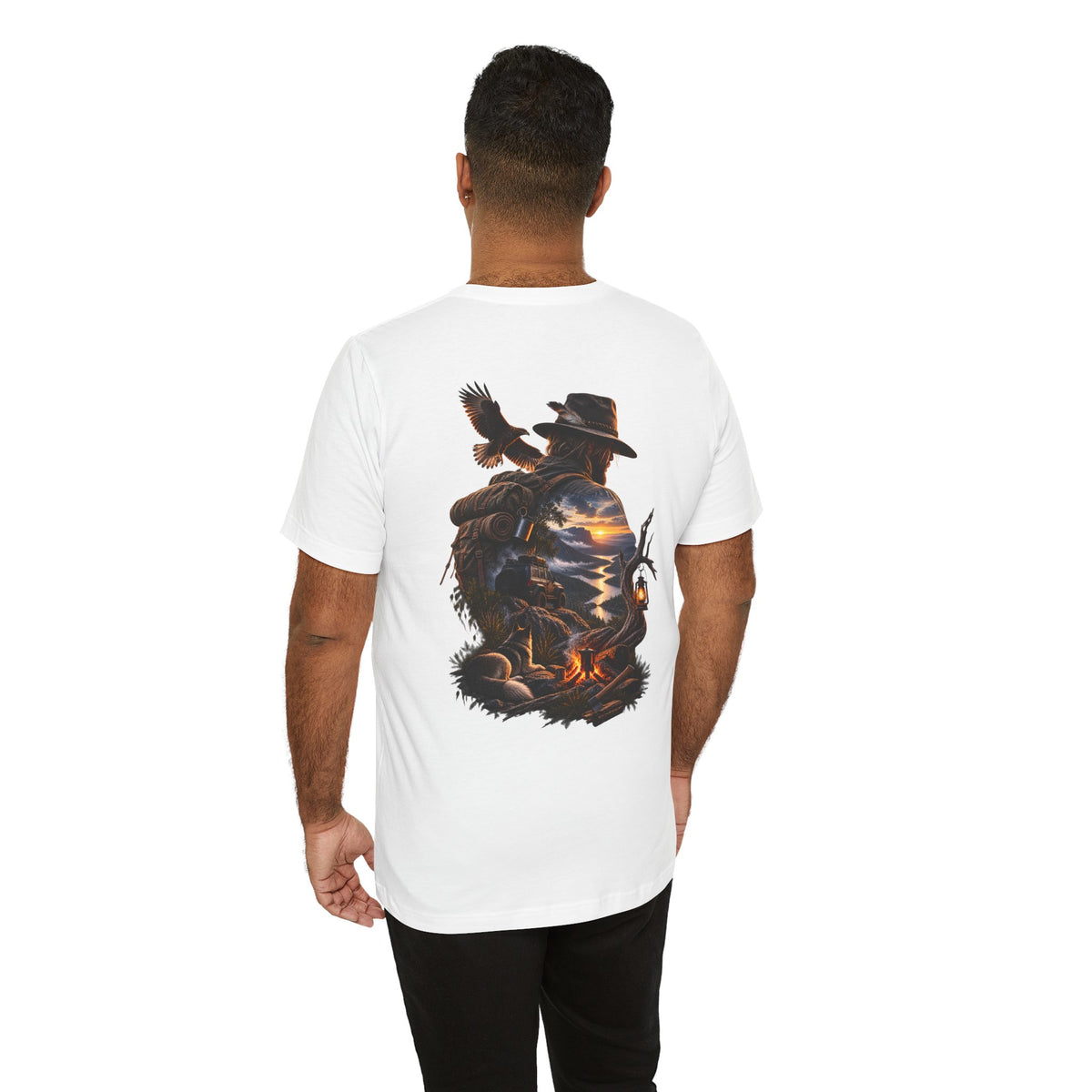 Western Campfire T-Shirt — Cowboy Silhouette Sunset Graphic