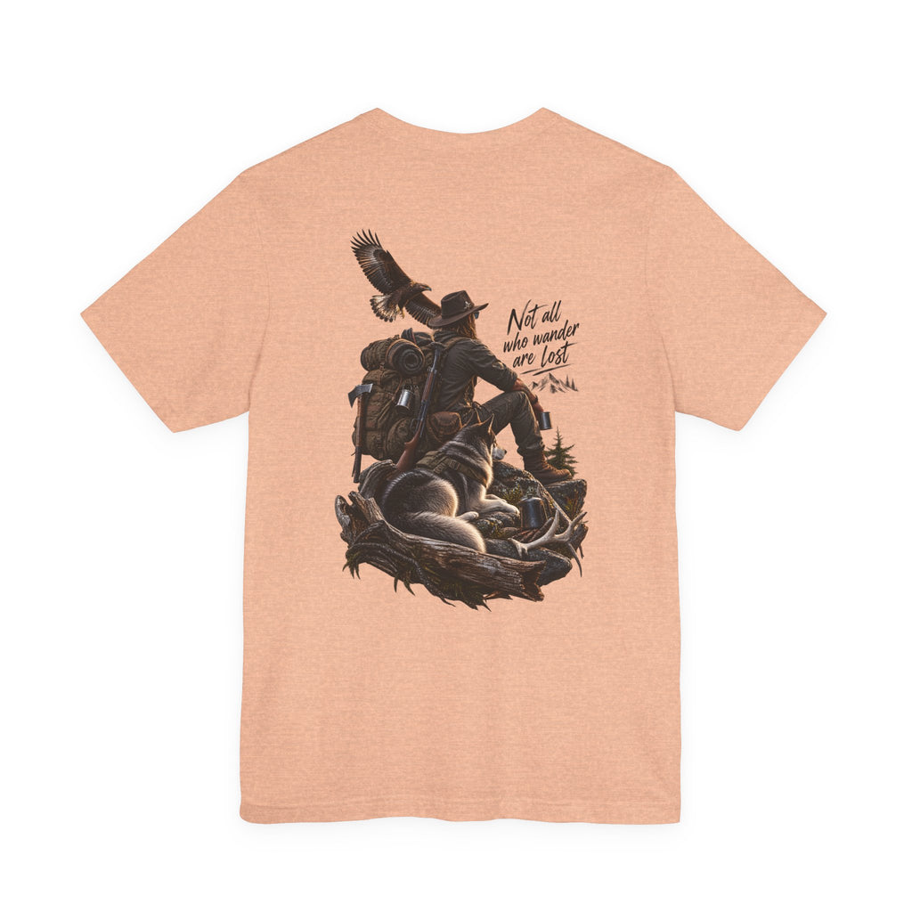 T-shirt graphique Western Adventure — Impression au dos « Not all who wander are lost »