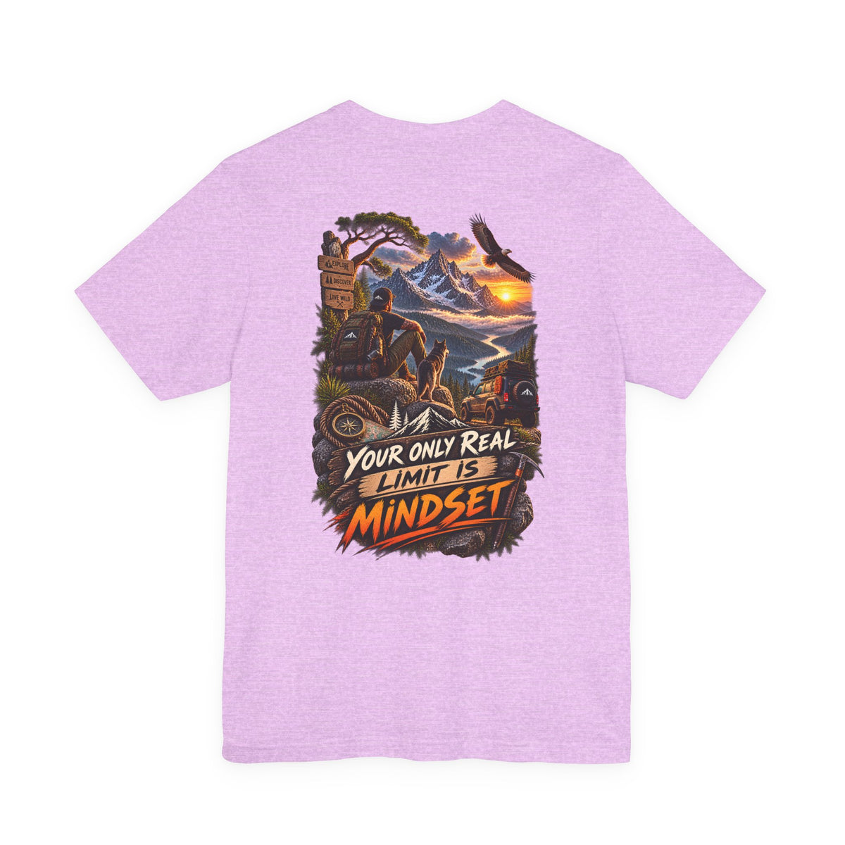 Mindset Adventure Graphic Tee — "Your Only Real Limit Is Mindset" Motivational Mountain T‑Shirt