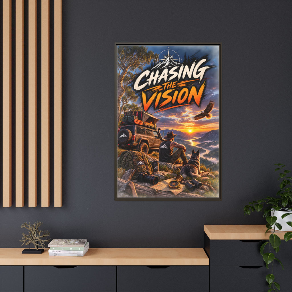 Chasing the Vision Matte Canvas Print (Framed) — Adventure Landscape Wall Art