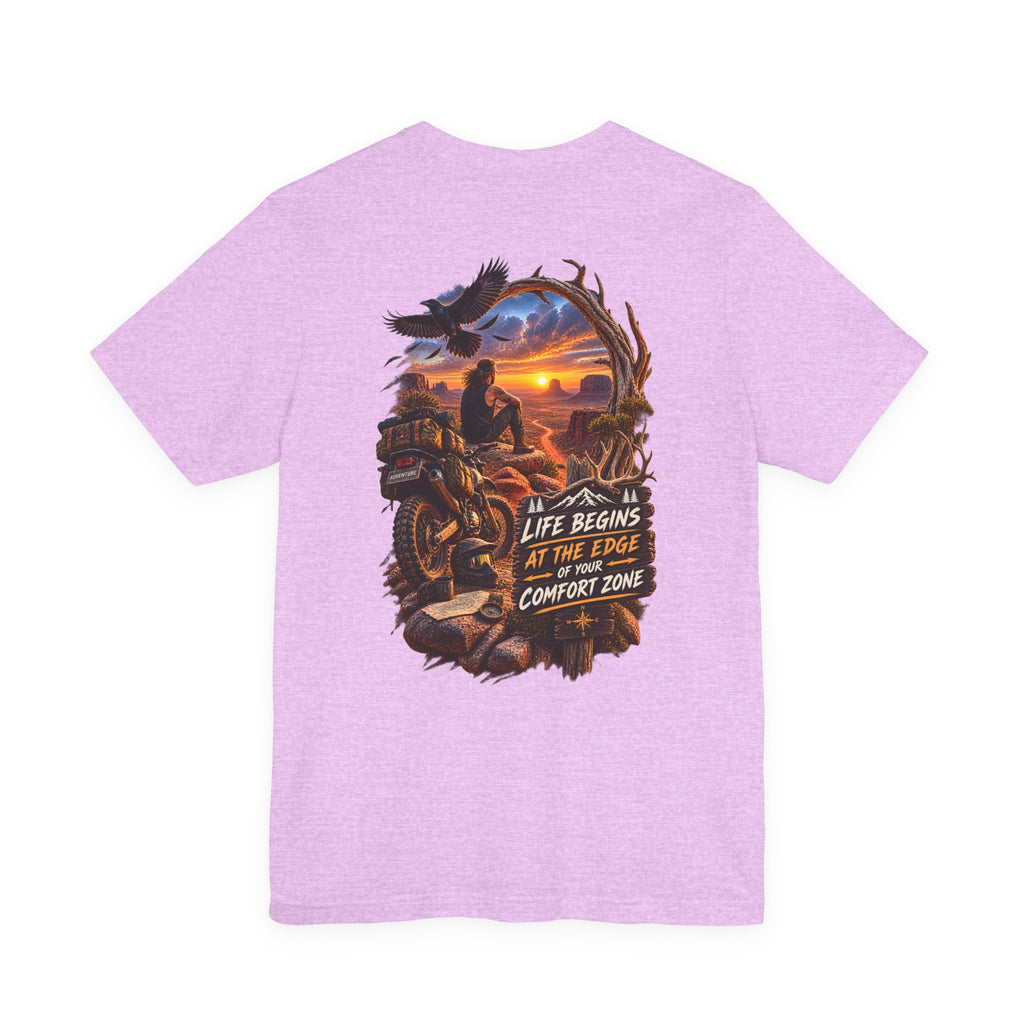 T-shirt moto aventure — « La vie commence là où s'arrête votre zone de confort »