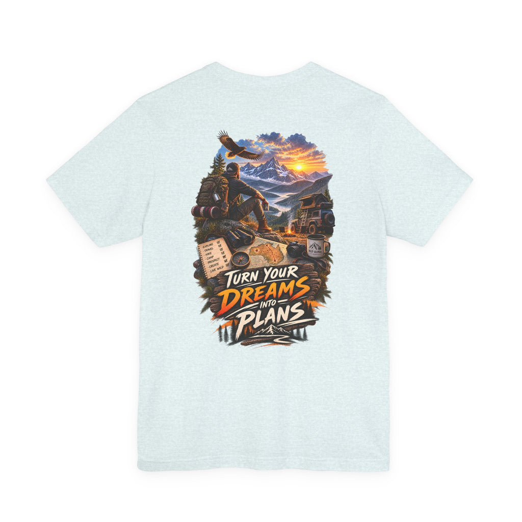 T-shirt d'aventure motivationnel — T-shirt graphique « Transformez vos rêves en projets »
