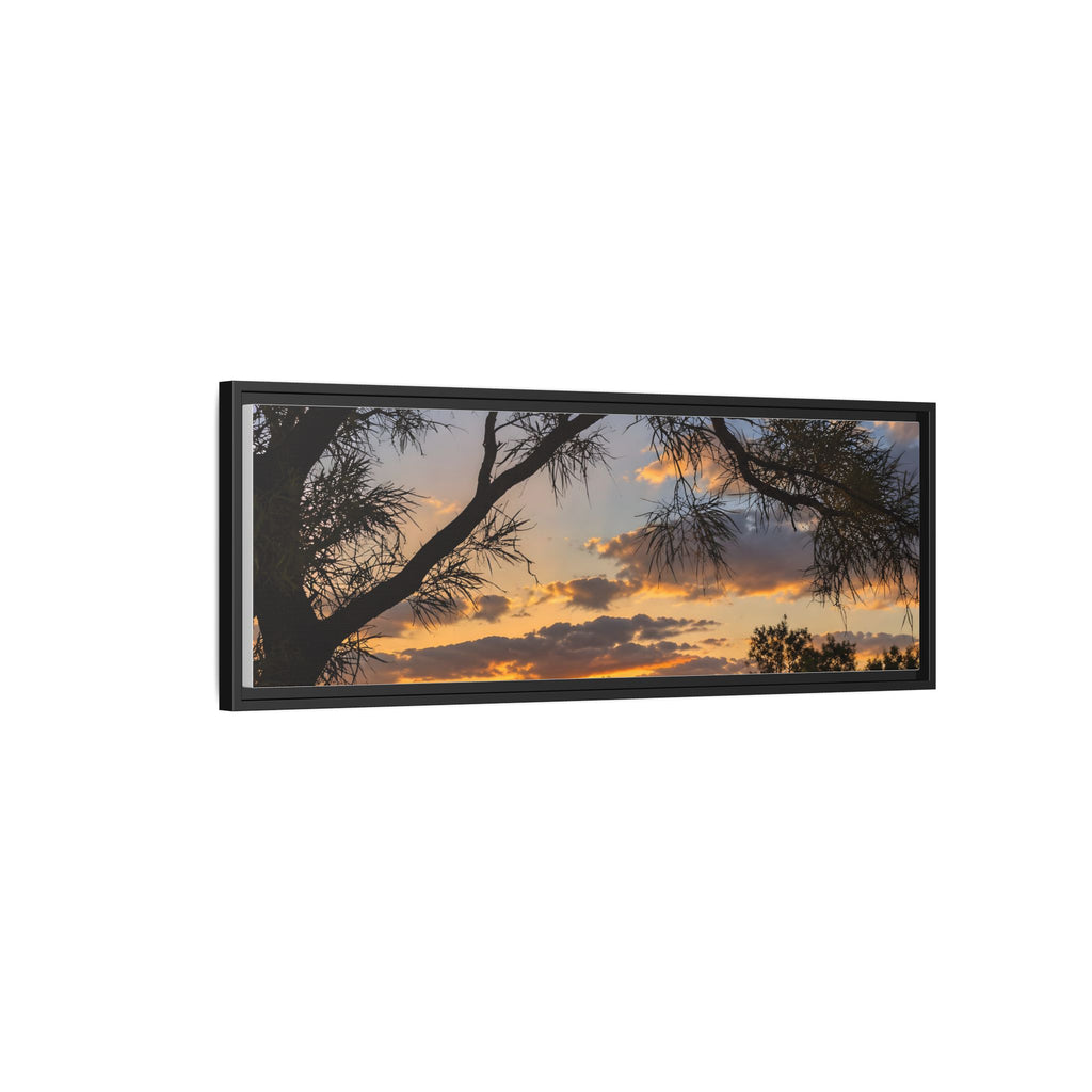 Sunset Silhouette Matte Canvas Print — Framed Landscape Wall Art