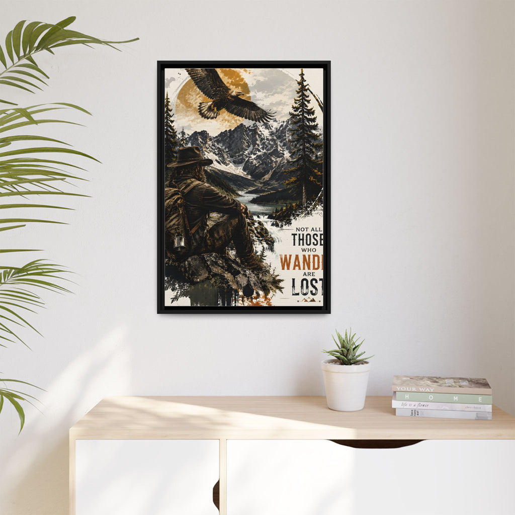 Wander Not Lost Eagle Mountain Canvas Print — Framed Matte Wall Art