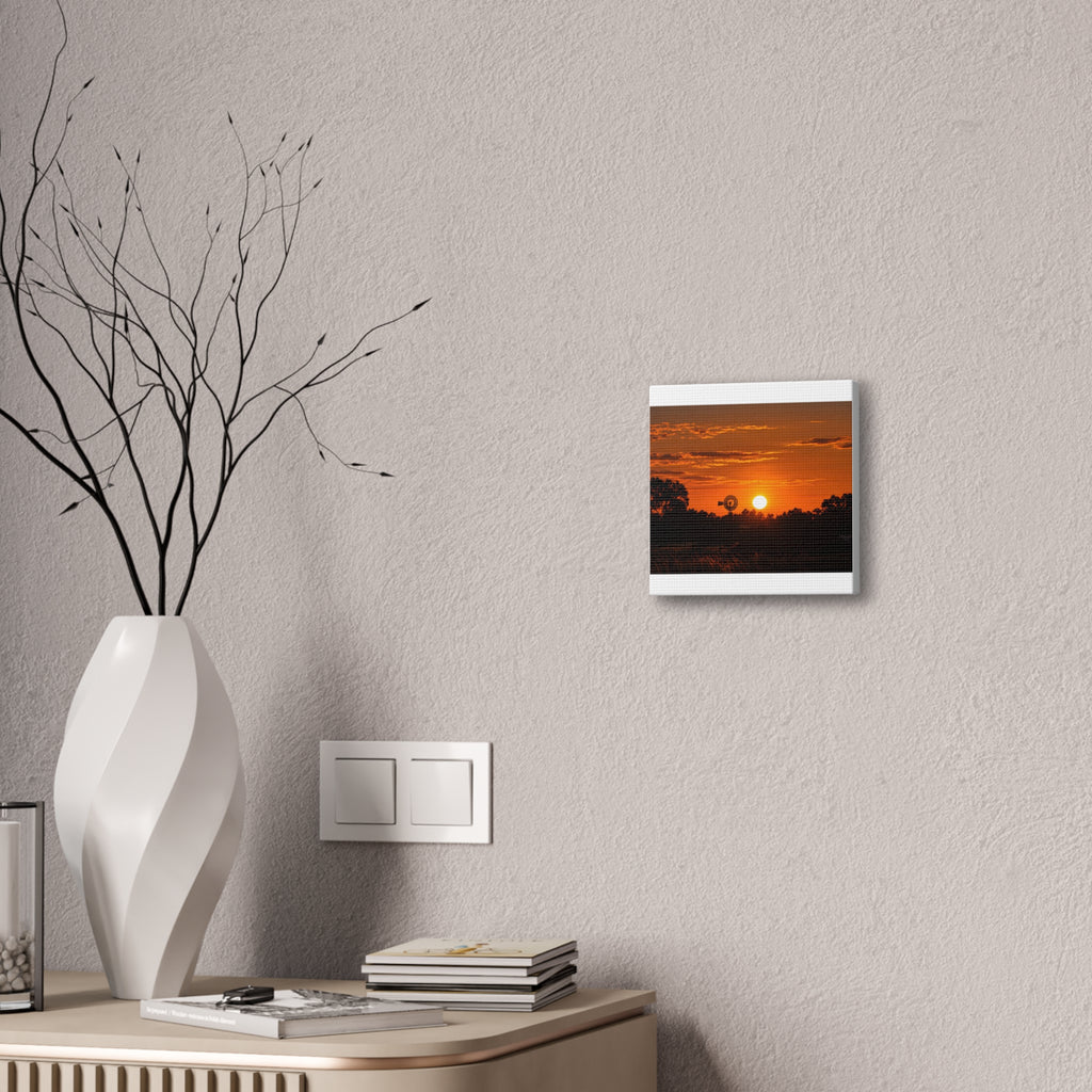 Sunset Windmill Canvas Print — Rural Farmhouse Wall Art