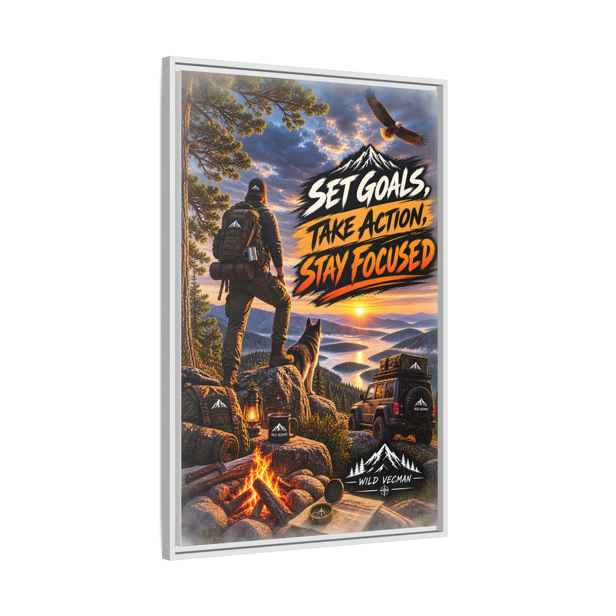 Motivational Adventure Canvas — “Set Goals, Take Action, Stay Focused”