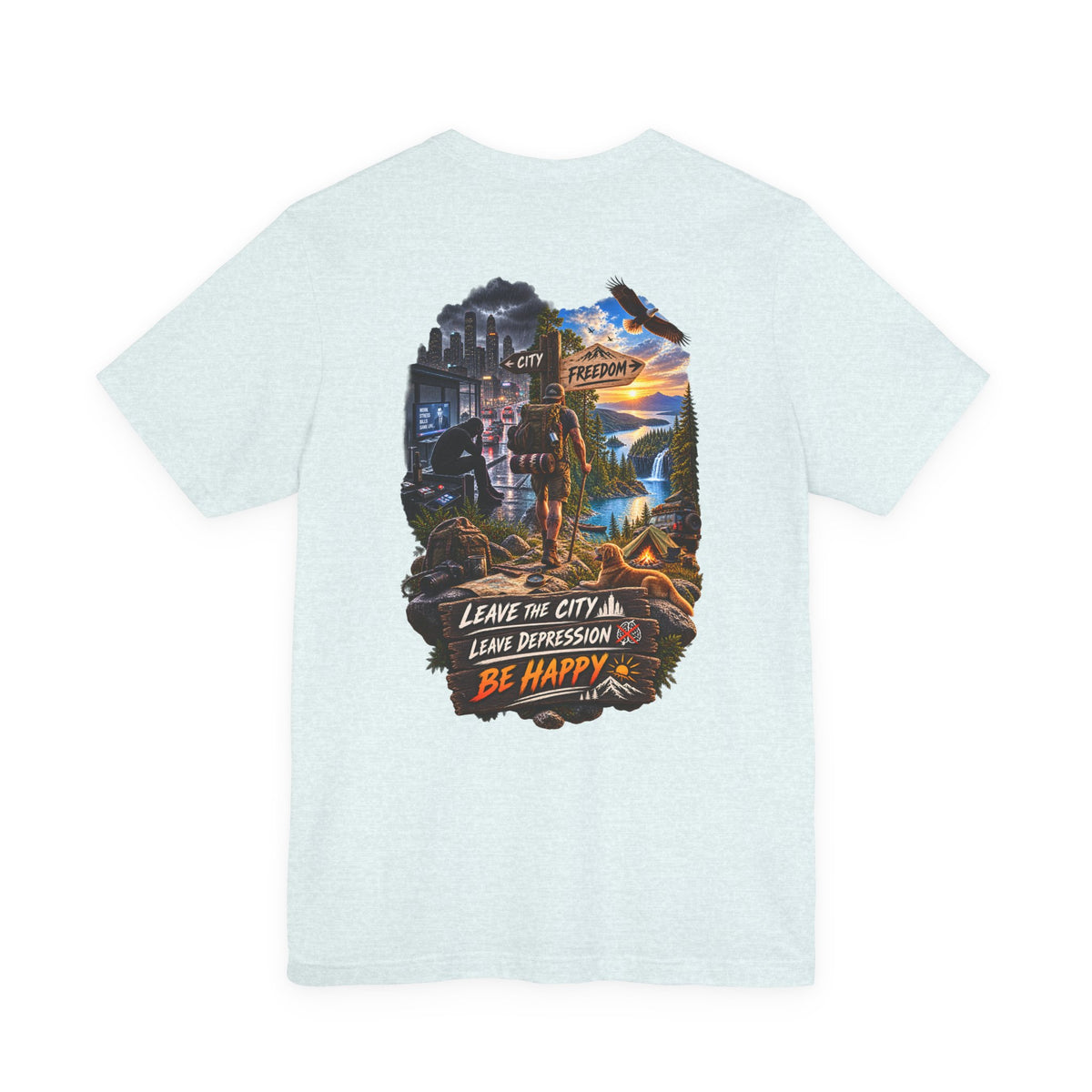 Leave the City Leave Depression Be Happy T‑Shirt — Mental Health Outdoors Graphic Tee