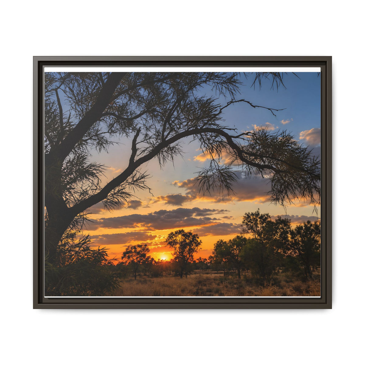 Sunset Silhouette Matte Canvas Print — Framed Landscape Wall Art