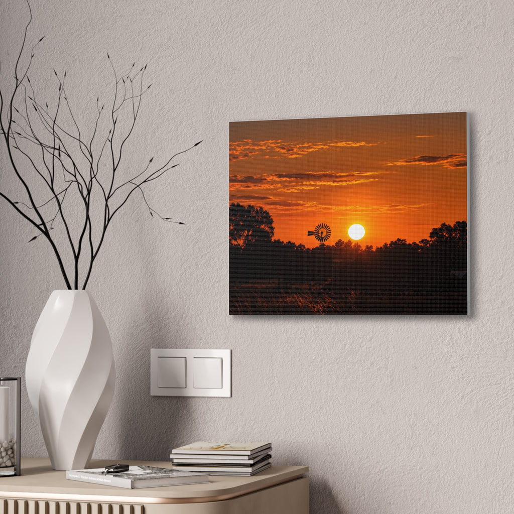 Sunset Windmill Canvas Print — Rural Farmhouse Wall Art