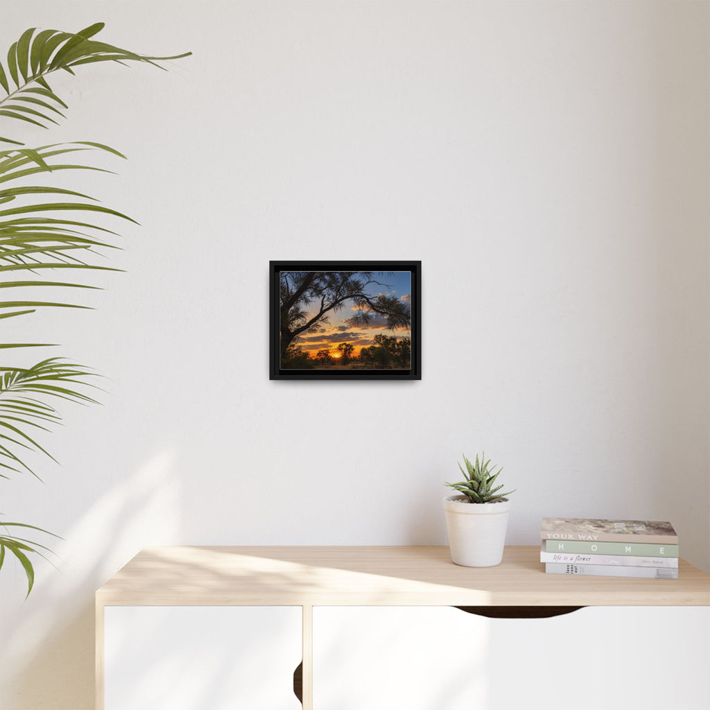 Sunset Silhouette Matte Canvas Print — Framed Landscape Wall Art