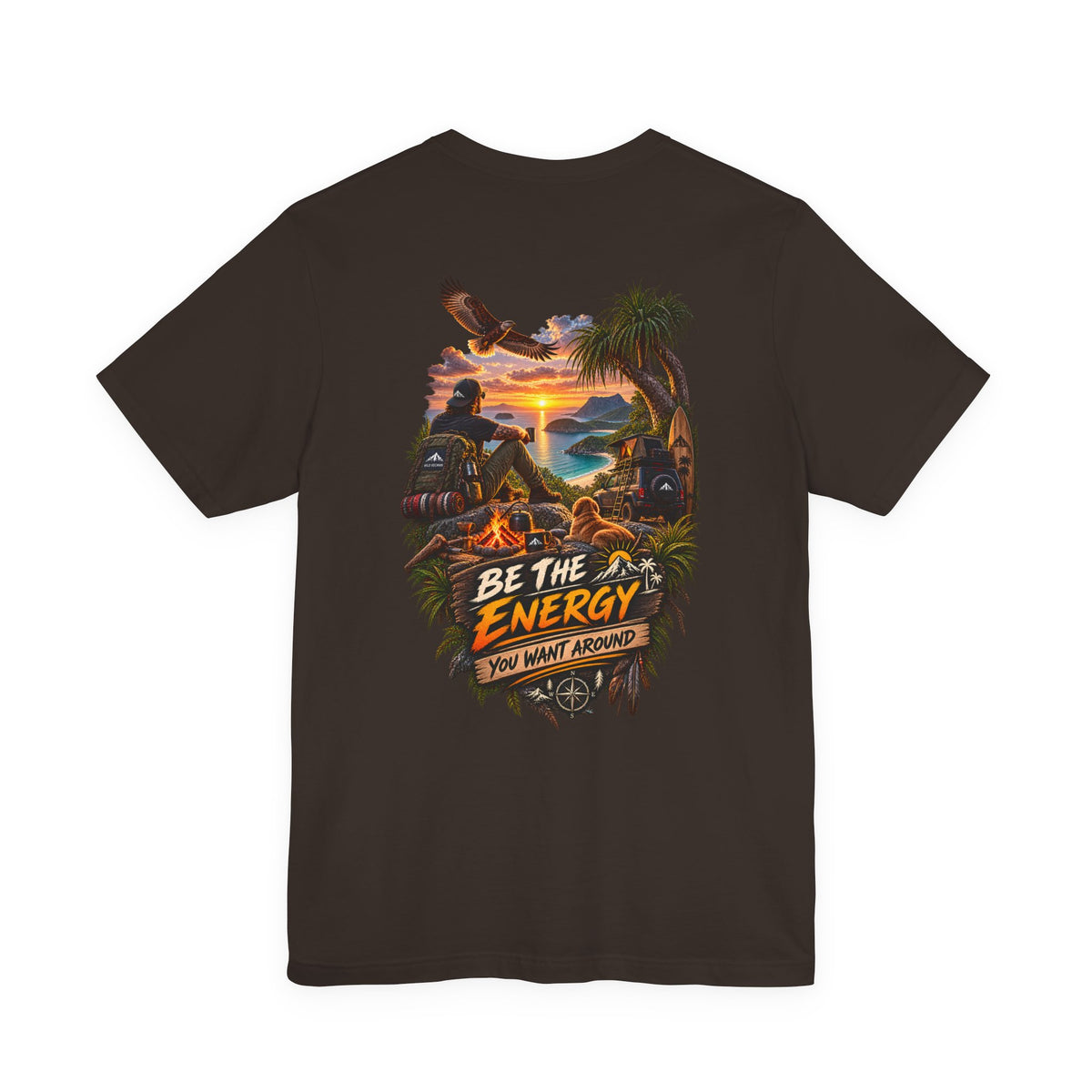 T-Shirt — "Be The Energy" Sunset Island Graphic Tee