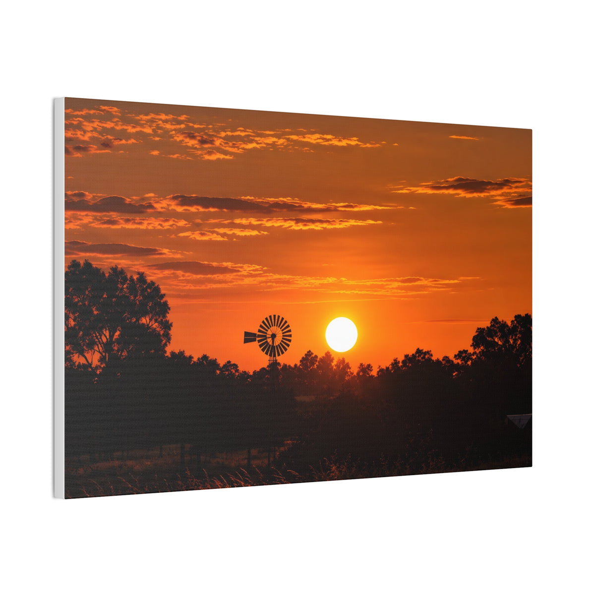 Sunset Windmill Canvas Print — Rural Farmhouse Wall Art