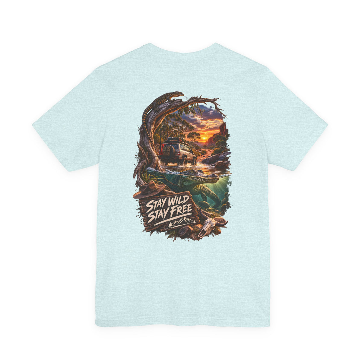 T‑Shirt — 'Stay Wild Stay Free' Sunset Canoe Adventure Graphic Tee