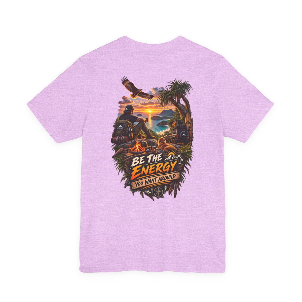 T-Shirt — "Be The Energy" Sunset Island Graphic Tee