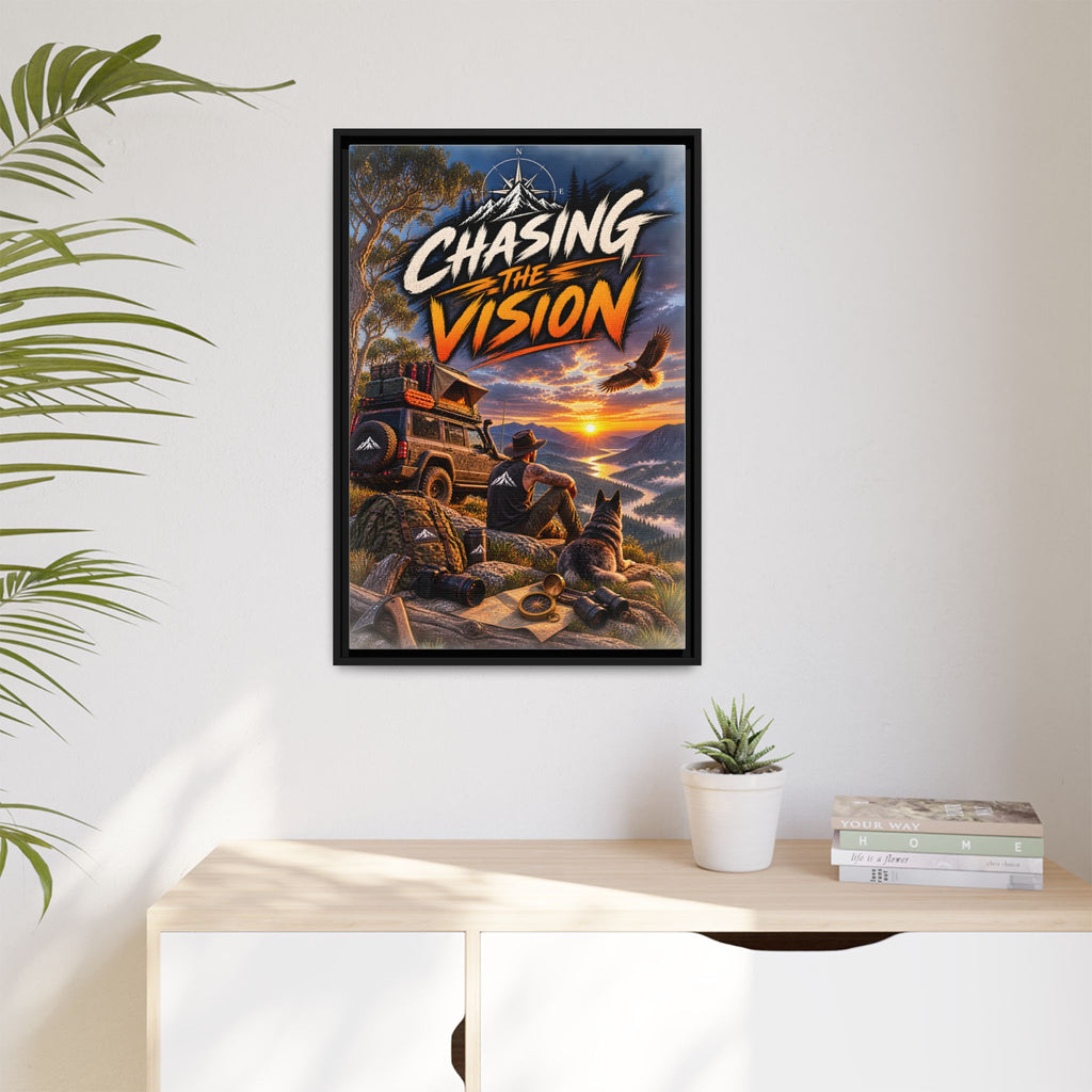 Chasing the Vision Matte Canvas Print (Framed) — Adventure Landscape Wall Art