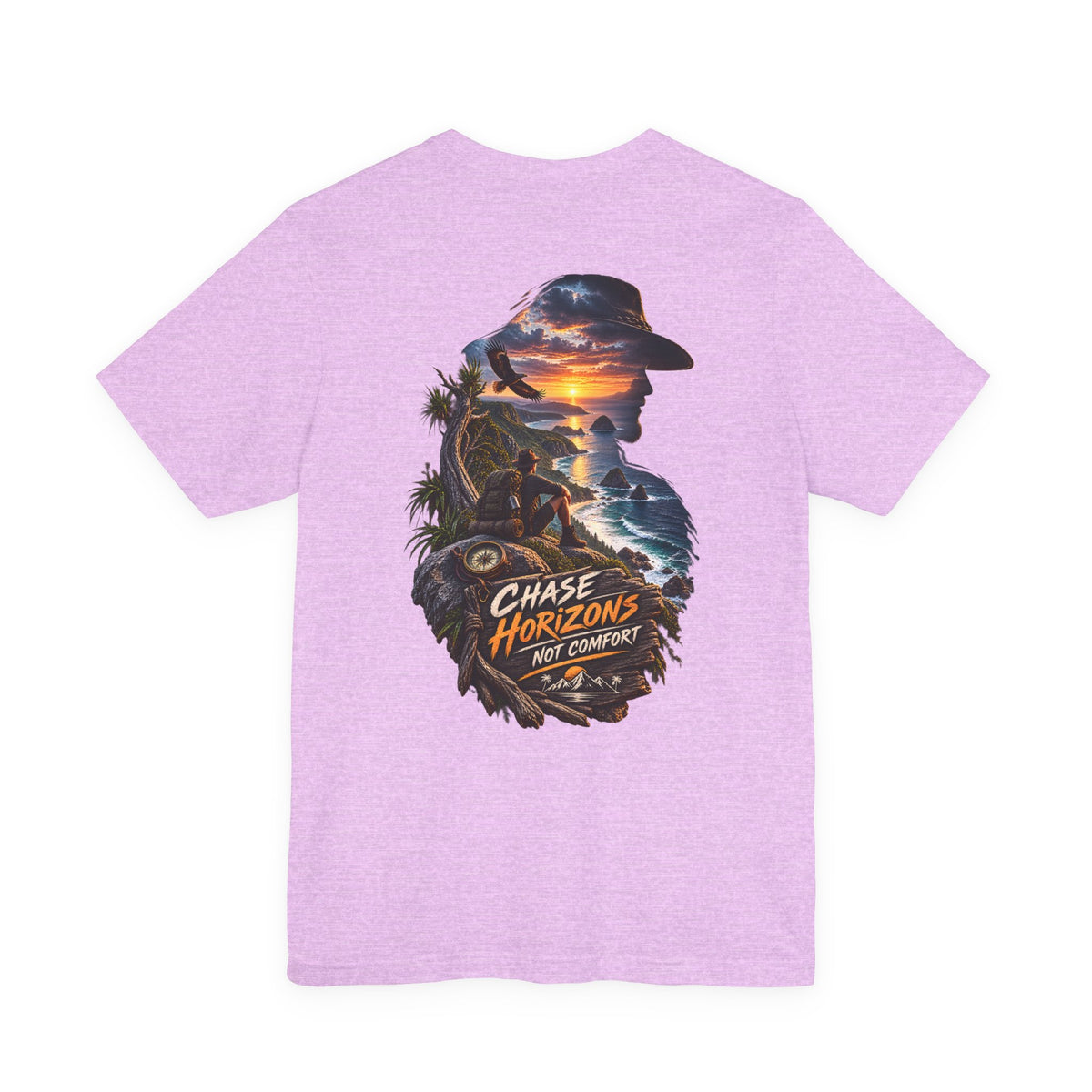Chase Horizons Graphic Tee — 'Chase Horizons Not Comfort' Sunset Adventure T-Shirt