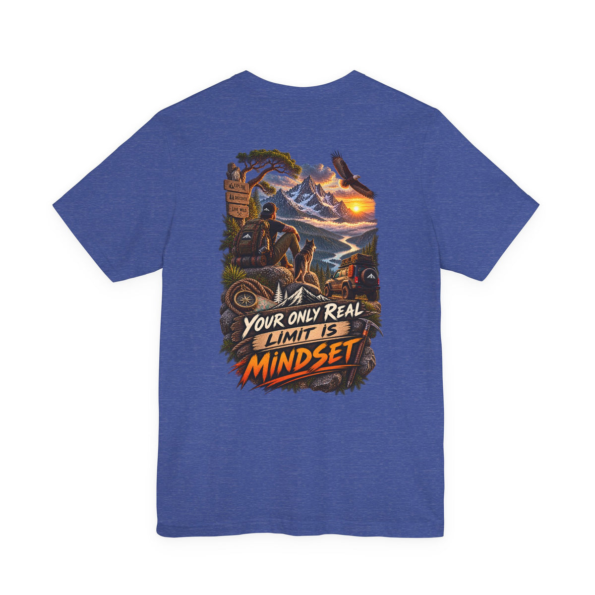 Mindset Adventure Graphic Tee — "Your Only Real Limit Is Mindset" Motivational Mountain T‑Shirt