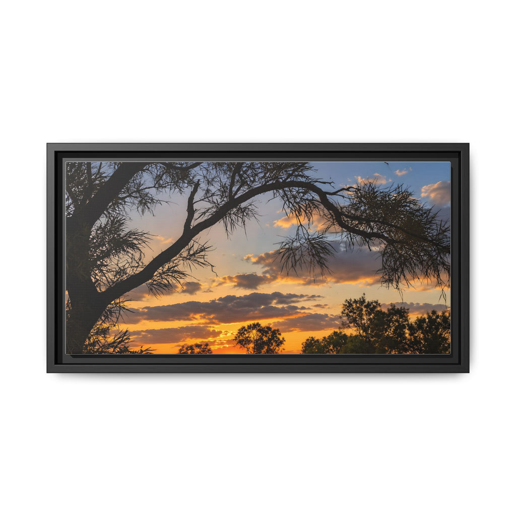 Sunset Silhouette Matte Canvas Print — Framed Landscape Wall Art