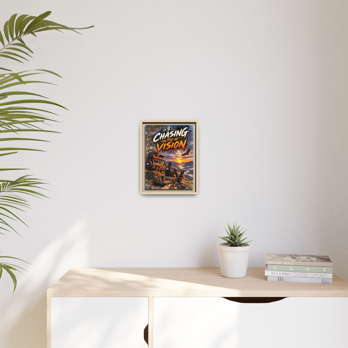 Chasing the Vision Matte Canvas Print (Framed) — Adventure Landscape Wall Art