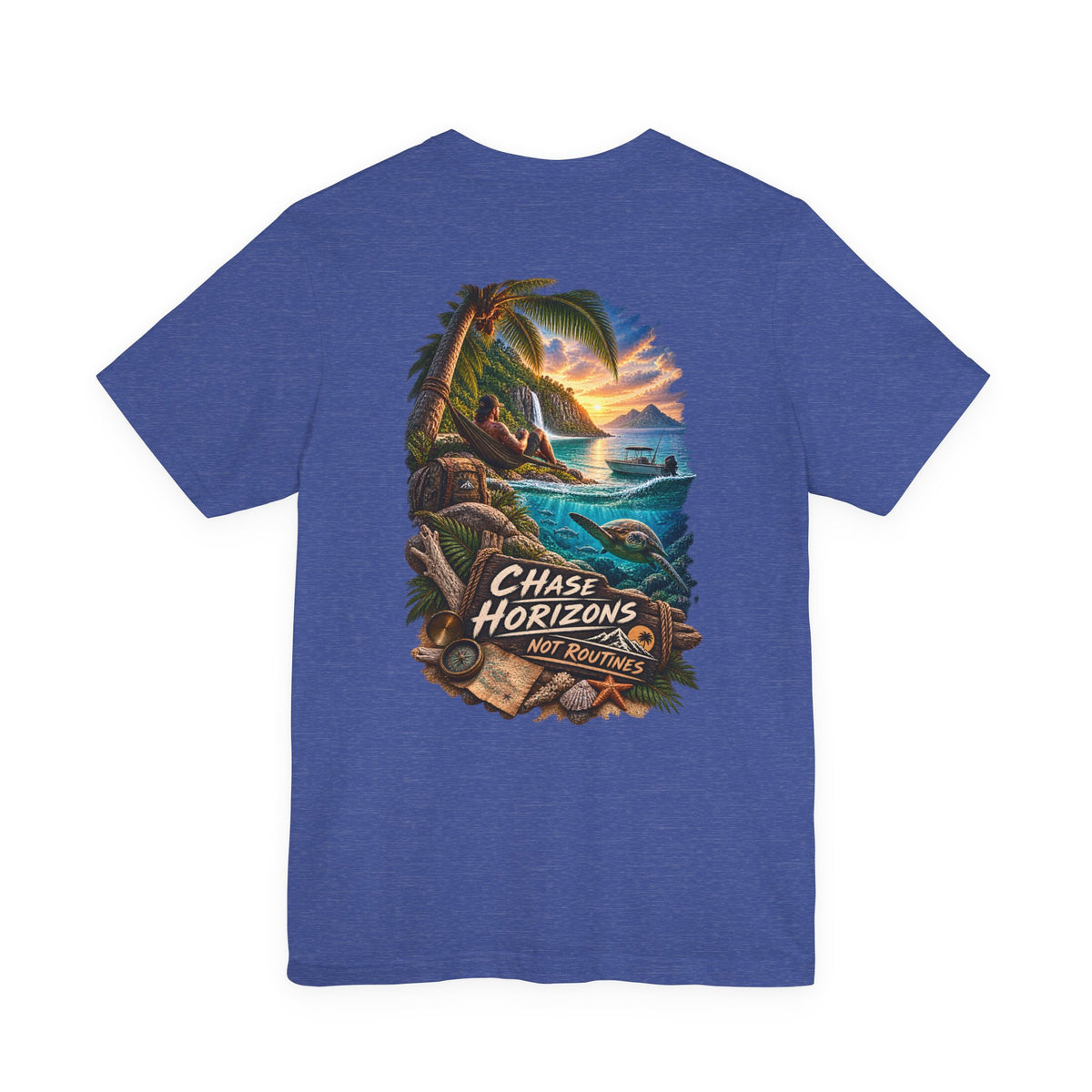 Chase Horizons Sunset Beach Tee — Adventure Coastal Graphic T-Shirt