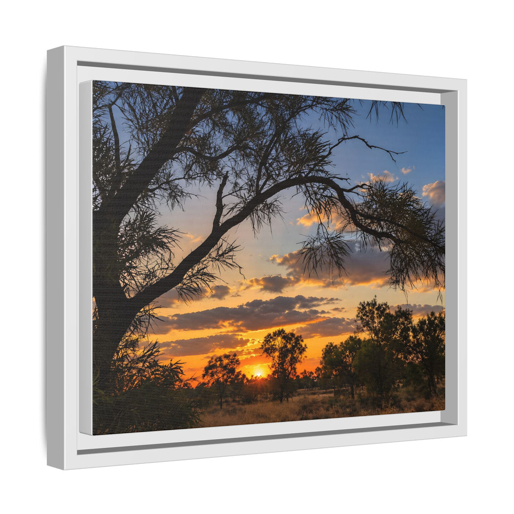 Sunset Silhouette Matte Canvas Print — Framed Landscape Wall Art