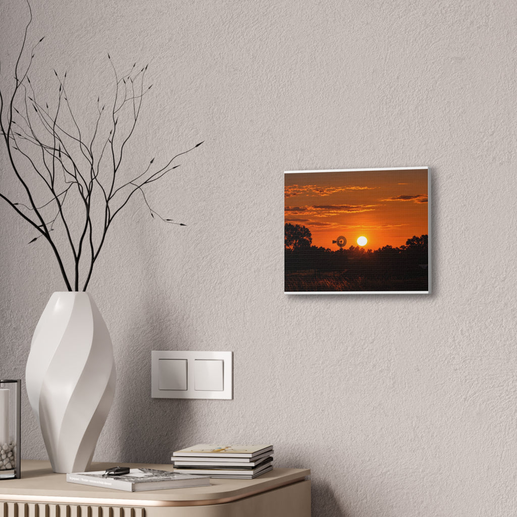 Sunset Windmill Canvas Print — Rural Farmhouse Wall Art
