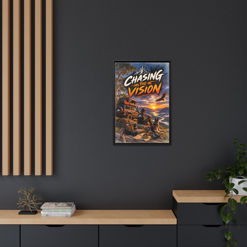 Chasing the Vision Matte Canvas Print (Framed) — Adventure Landscape Wall Art