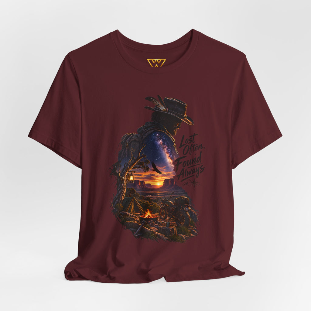 T‑Shirt — Western Sunset Cowboy 'Lost Often, Found Always' Graphic Tee
