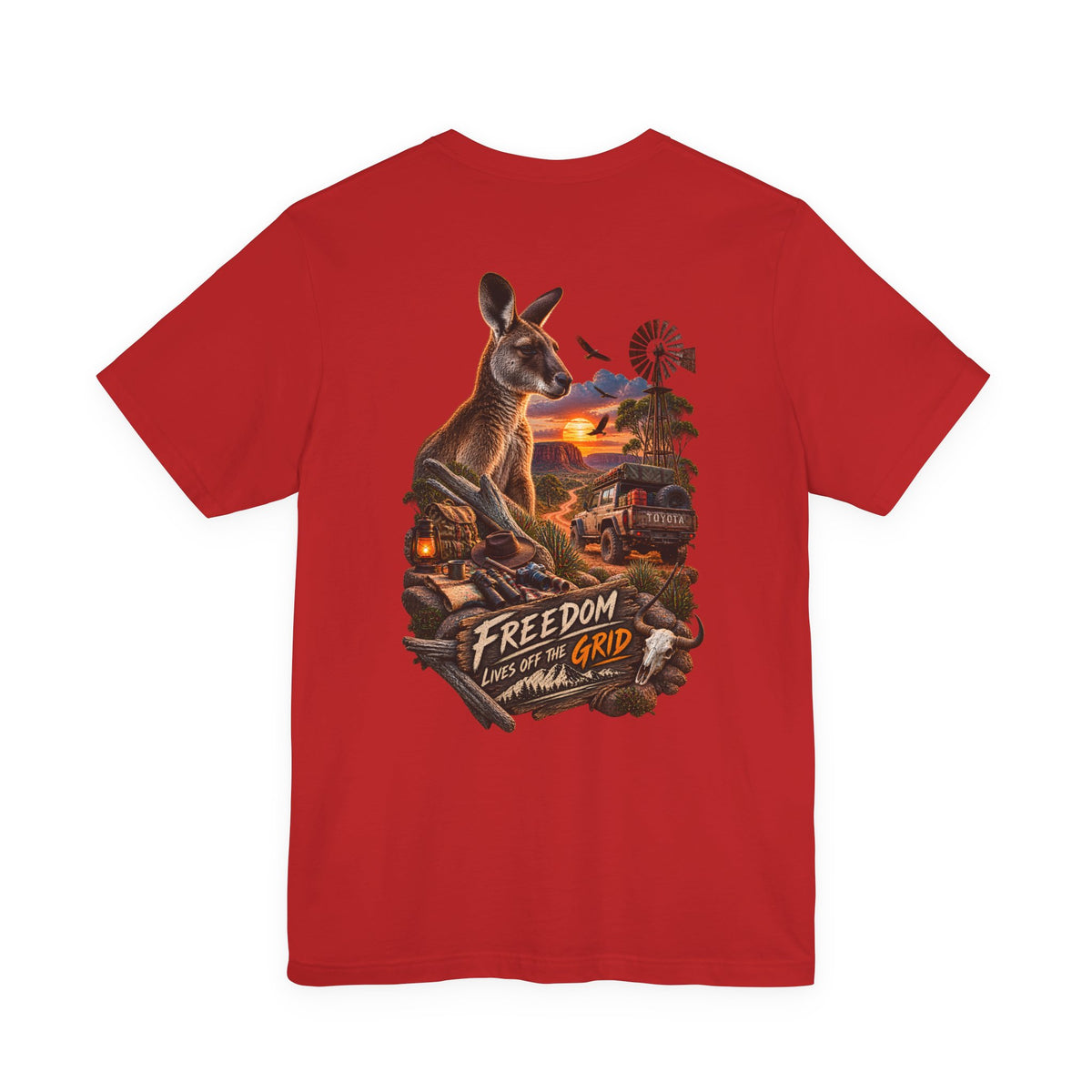 Freedom Down Under Kangaroo T-Shirt — Australia Sunset Wildlife Graphic Tee