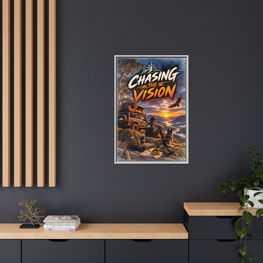 Chasing the Vision Matte Canvas Print (Framed) — Adventure Landscape Wall Art