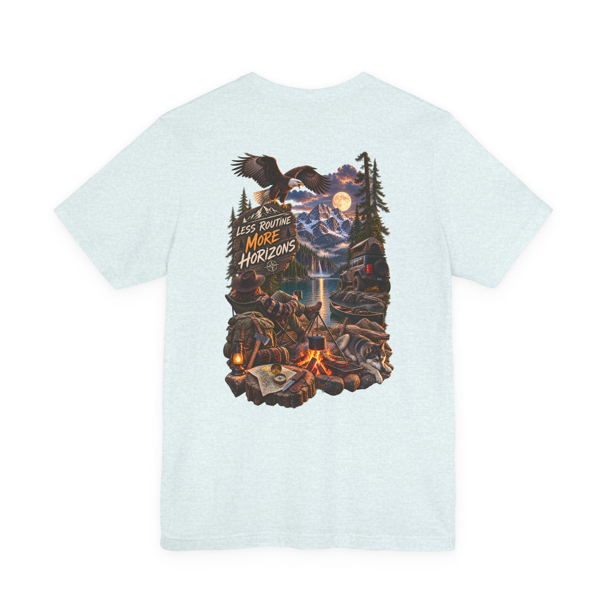 Adventure Campfire Graphic Tee — "Less Routine, More Horizons"