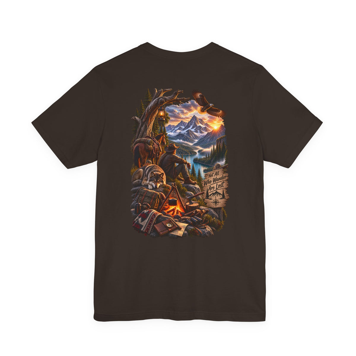 Camping Adventure T-Shirt — Mountain Campfire Scene