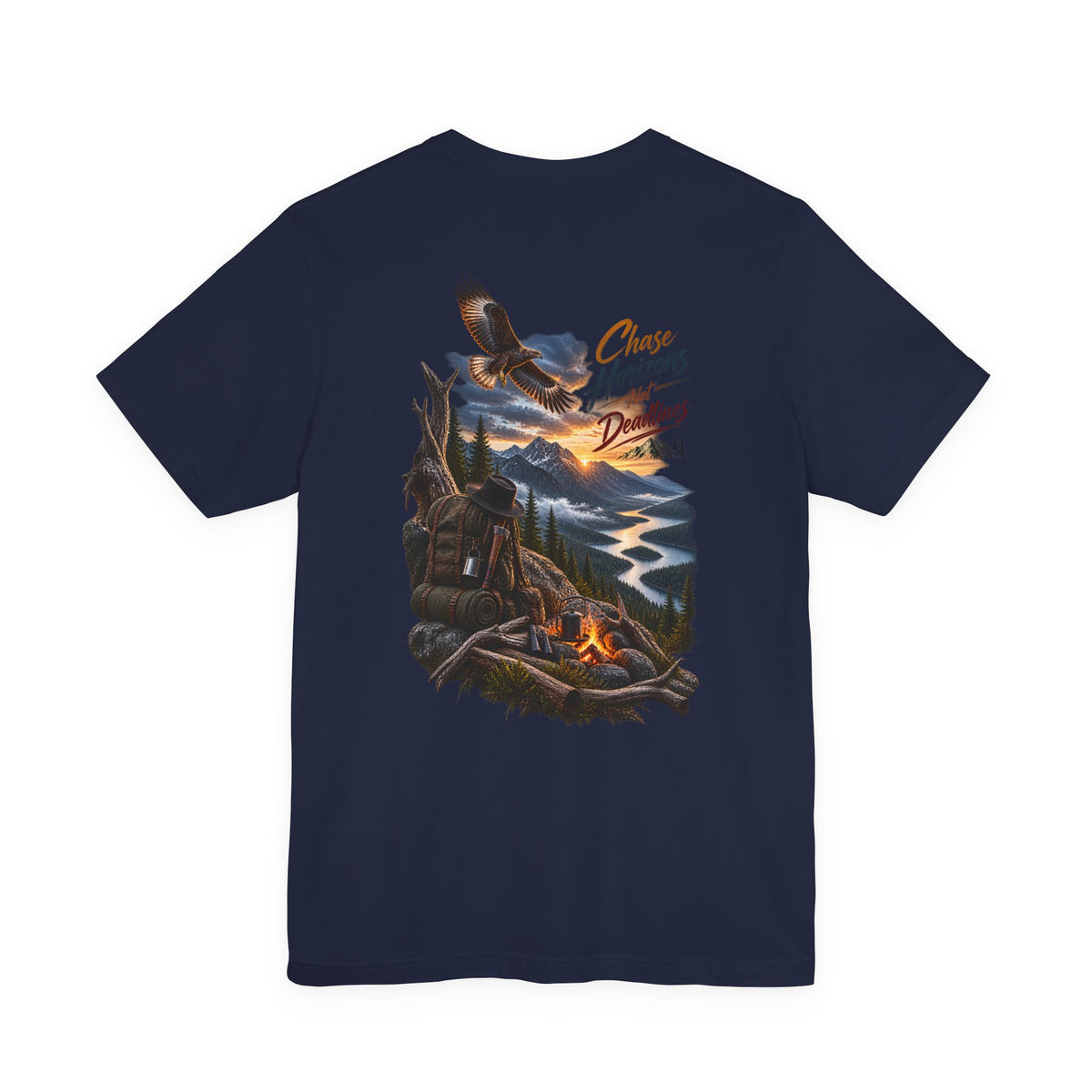 T-Shirt — 'Chase Horizons, Dream Big' Eagle Mountain Campfire Graphic Tee