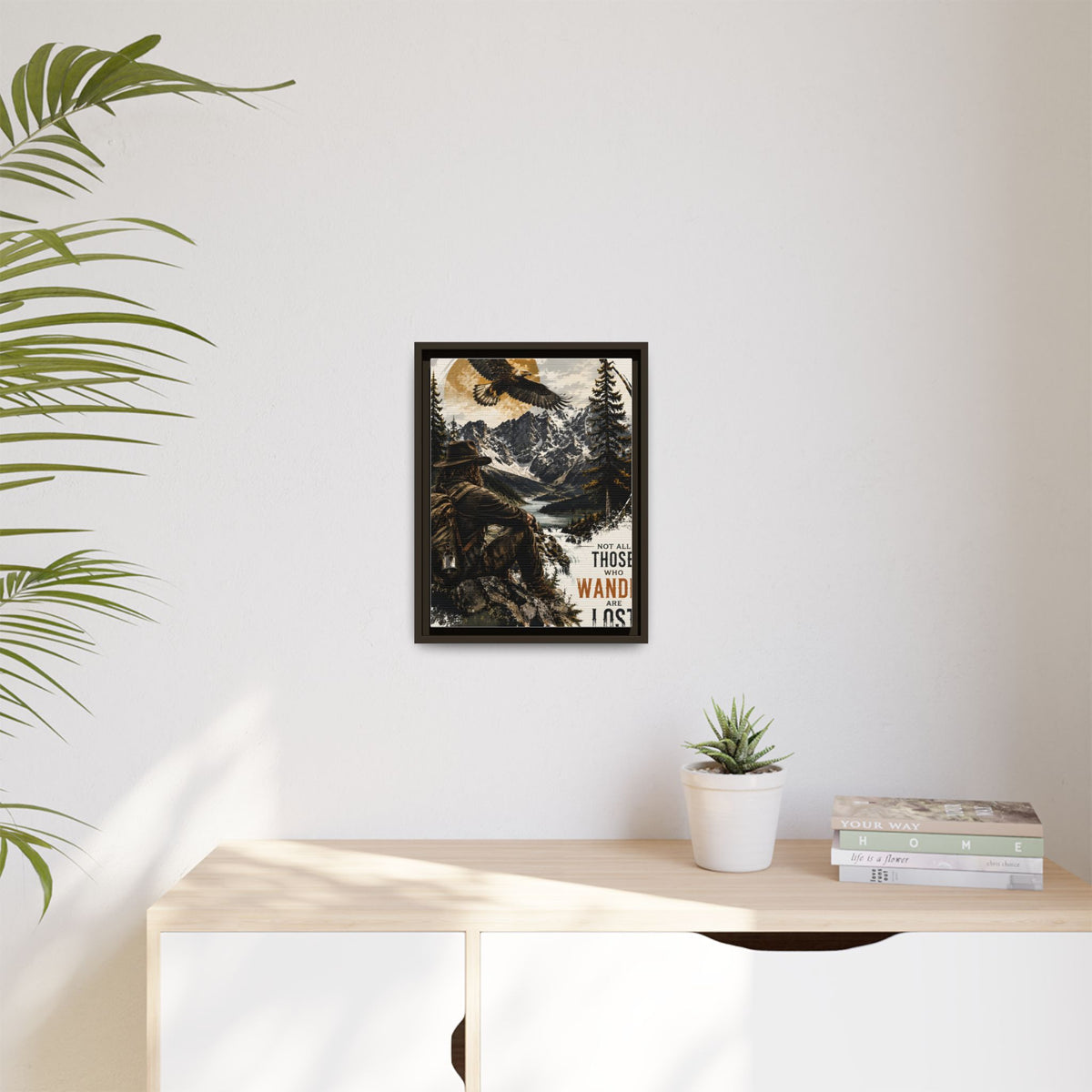 Wander Not Lost Eagle Mountain Canvas Print — Framed Matte Wall Art