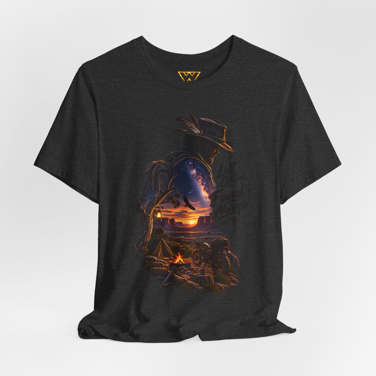 T‑Shirt — Western Sunset Cowboy 'Lost Often, Found Always' Graphic Tee