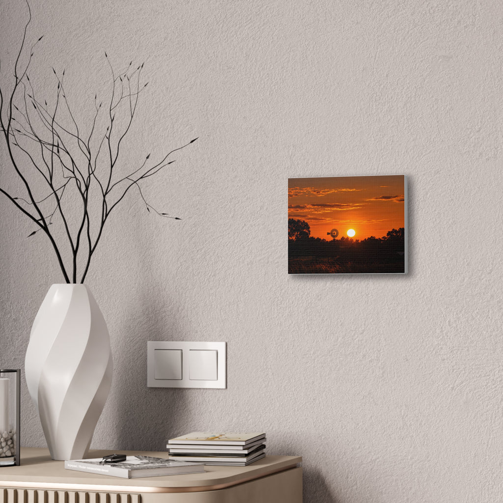 Sunset Windmill Canvas Print — Rural Farmhouse Wall Art